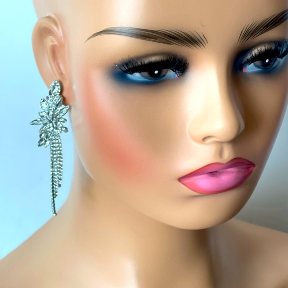 Crystal Wedding Chandelier Bridal Bridesmaid Bride Earrings Prom Dress Earrings - Picture 3 of 3